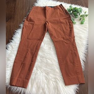 Everlane The Curvy Fit Short Side-Zip Stretch Cotton Pant Brown Blue Size 8